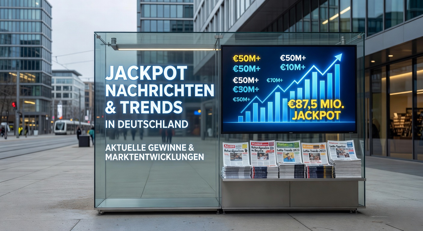 Feierlicher Lotto-Jackpot-Gewinn mit Geldsack und Lottoschein vor Bodensee-Landschaft