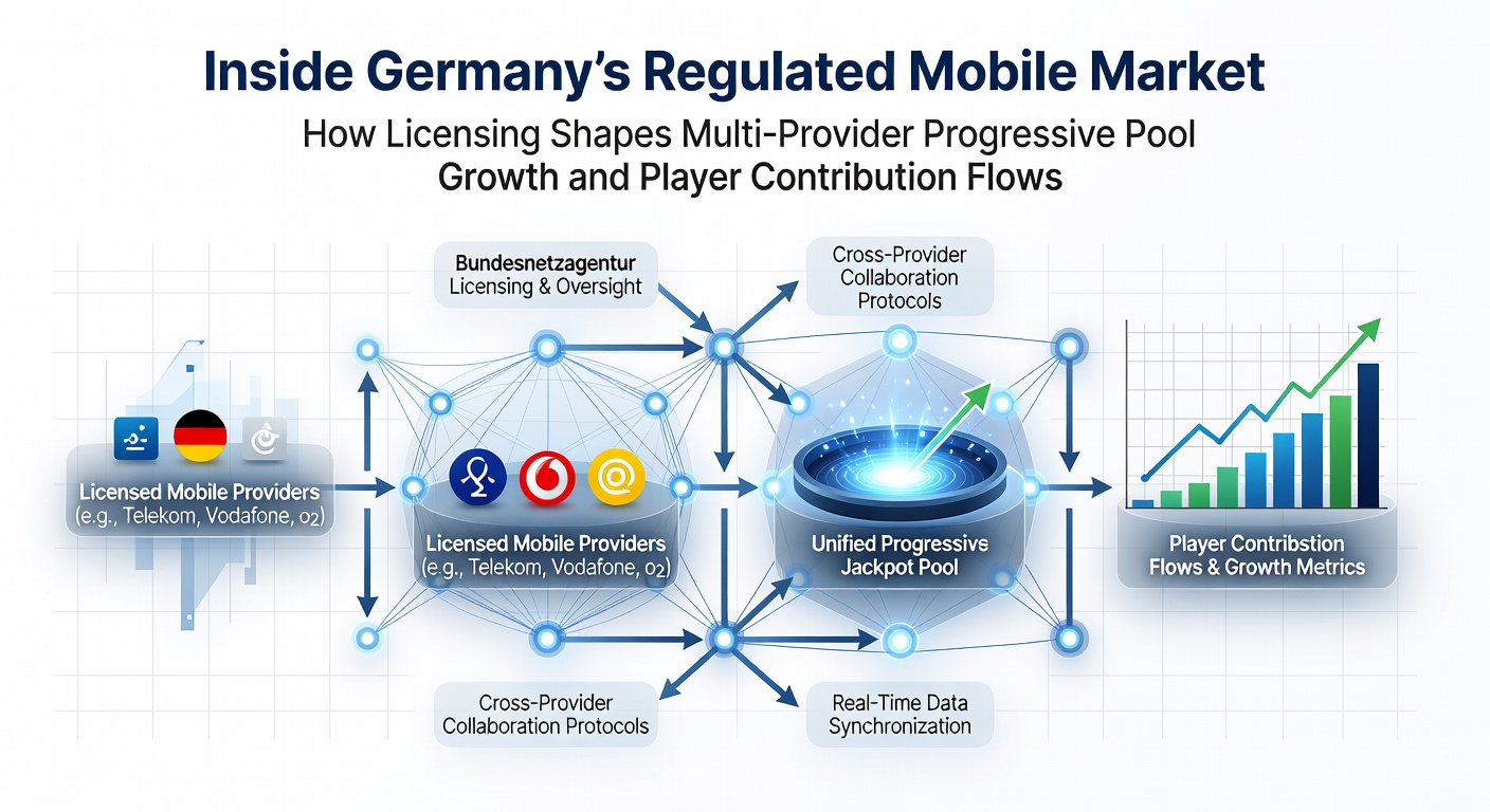 Übersicht über regulierte mobile Casino-Märkte in Deutschland mit Fokus auf Lizenzierung und progressive Pools
