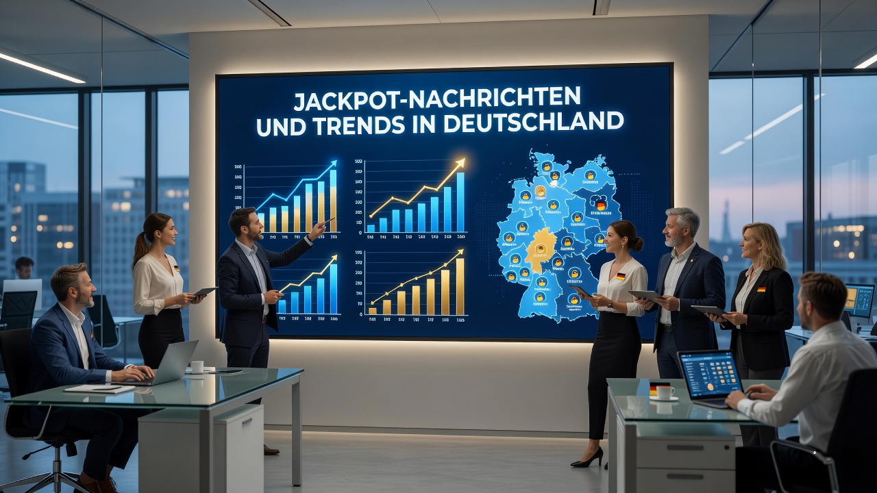 Symbolbild einer Lotto-6aus49-Ziehung mit glänzenden Gewinnkugeln und Berliner Skyline im Hintergrund