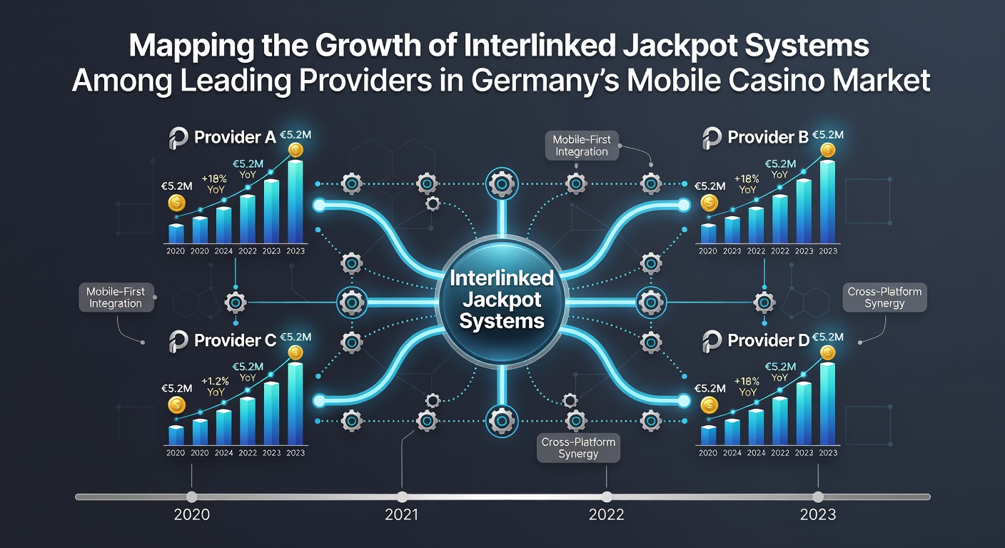Darstellung vernetzter Jackpot-Systeme im mobilen Casino-Markt Deutschlands mit Fokus auf Anbieterverbindungen