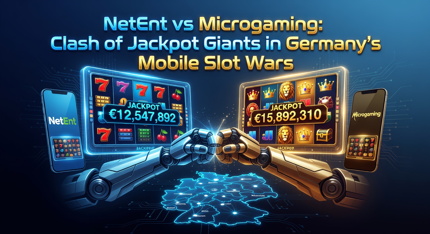 Vergleichsgrafik von NetEnt und Microgaming Jackpot-Slots auf Mobilgeräten in Deutschland, mit progressiven Töpfen und mobilen Interfaces