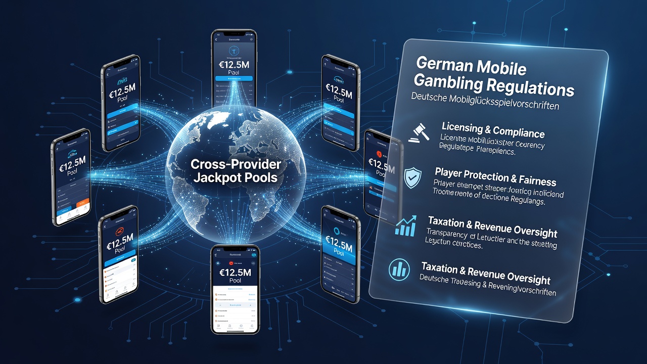 Darstellung der technischen Vernetzung in progressiven Jackpot-Pools für mobile Geräte in Deutschland